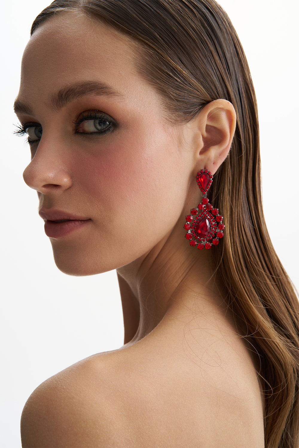 Harper Red Crystal Earring