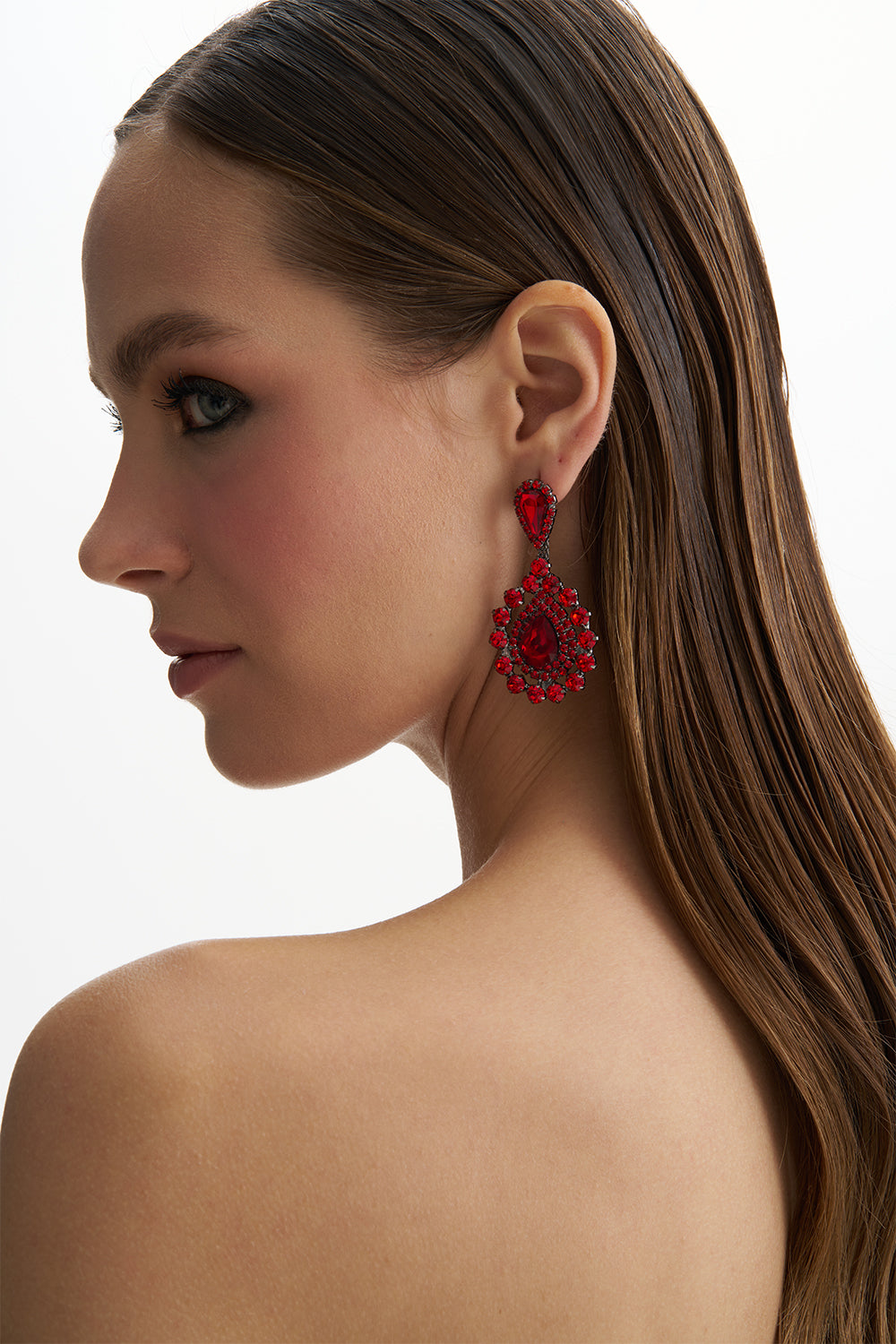 Harper Red Crystal Earring