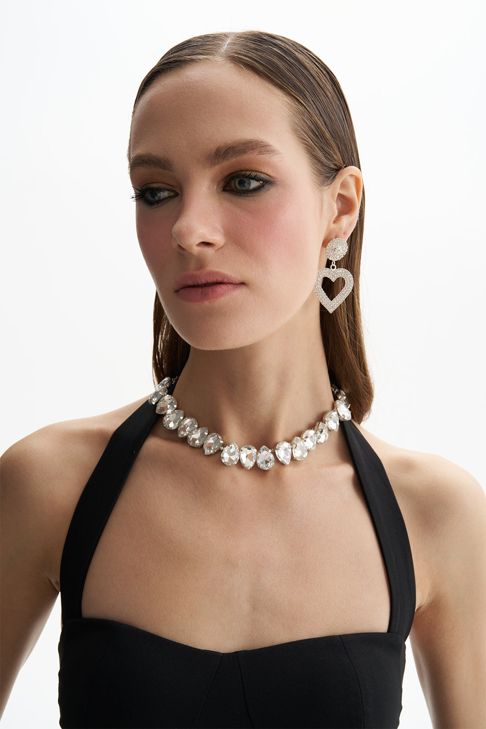 Amy Crystal Heart Drop Earring