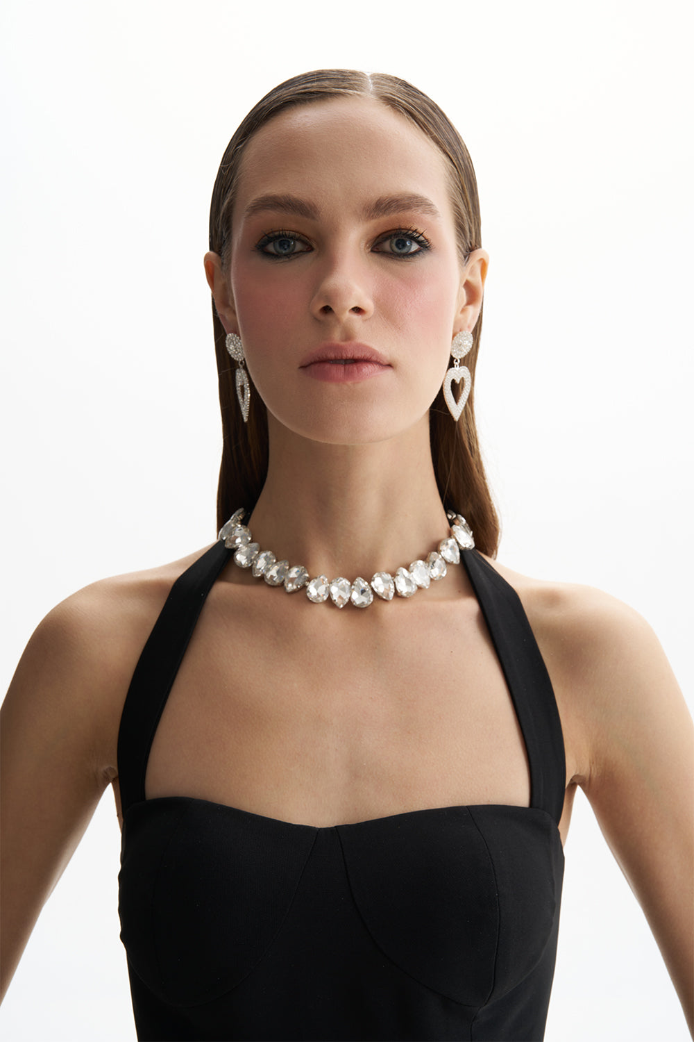 Amy Crystal Heart Drop Earring