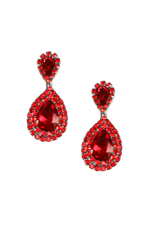 Nicole Red Crystal Drop Earring