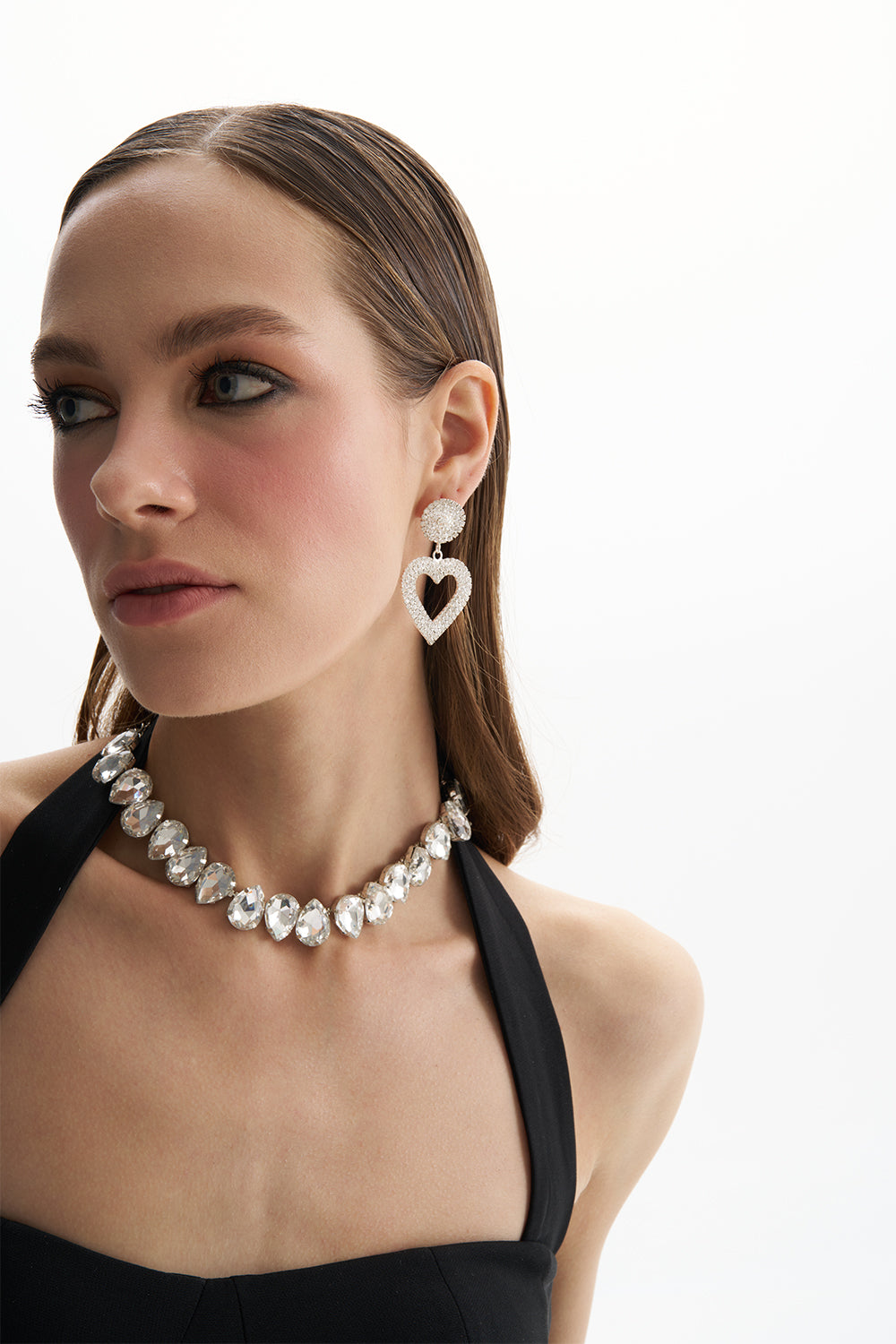 Amy Crystal Heart Drop Earring