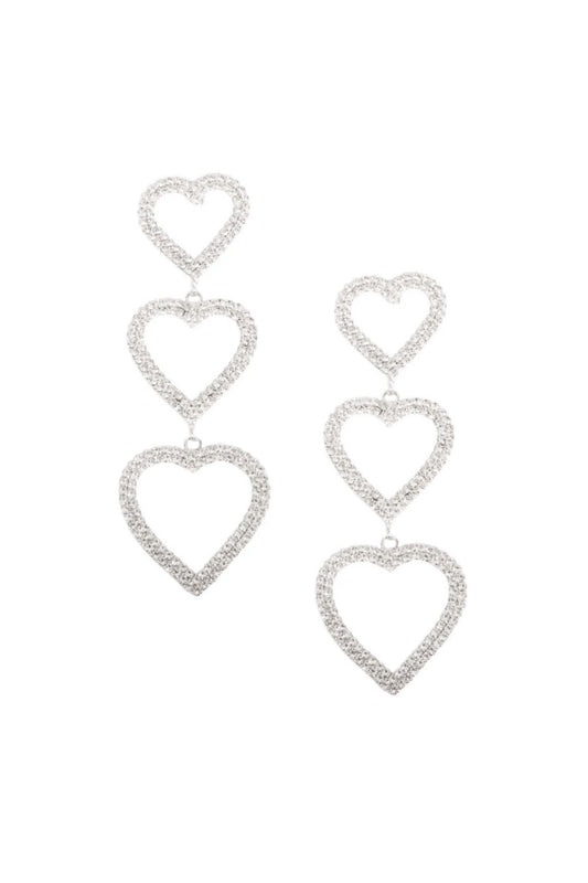 Lola Crystal Three Hearts Drop Earring