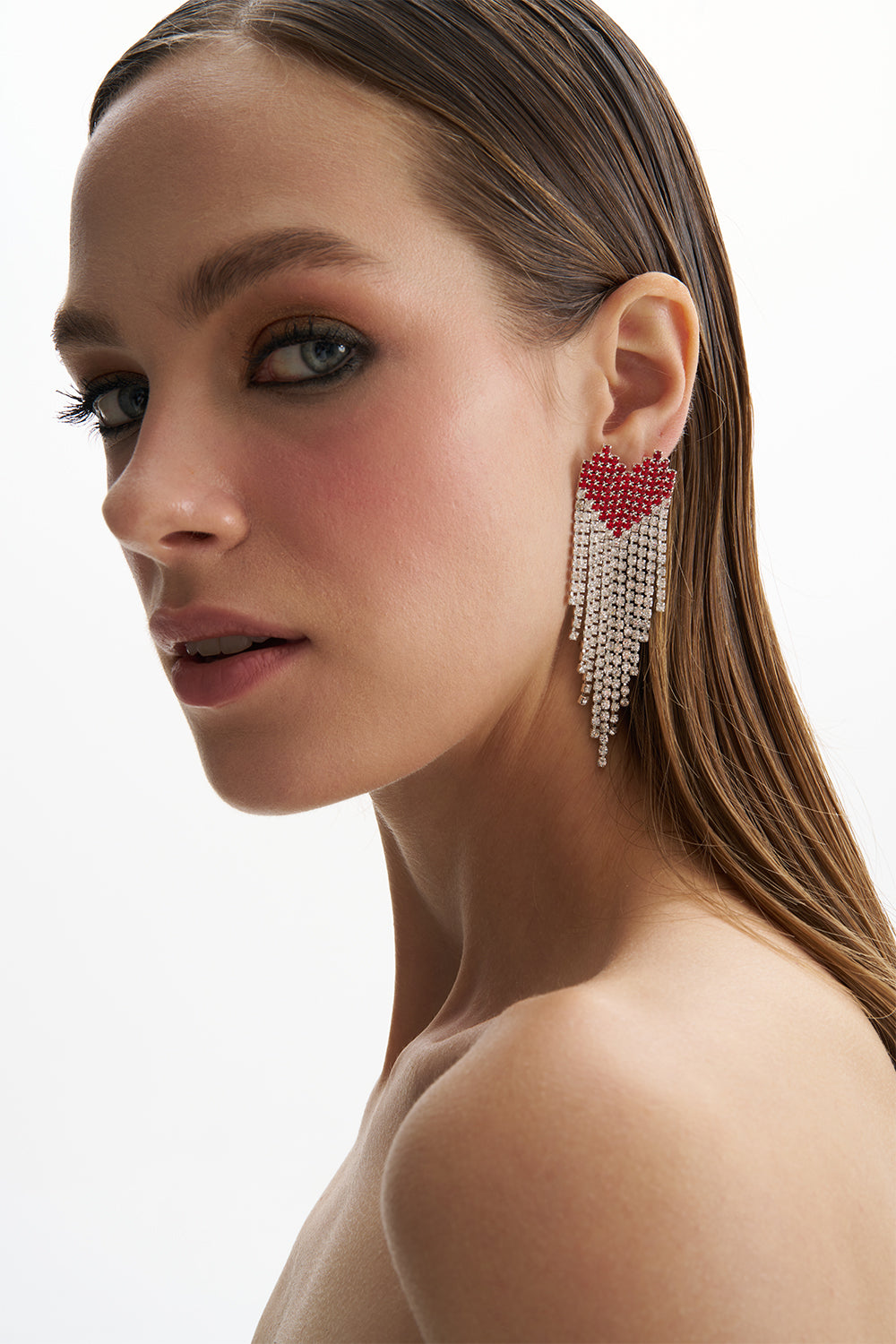 Mia Crystal Red Heart Dangle Earring
