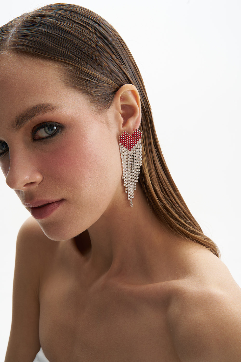 Mia Crystal Red Heart Dangle Earring
