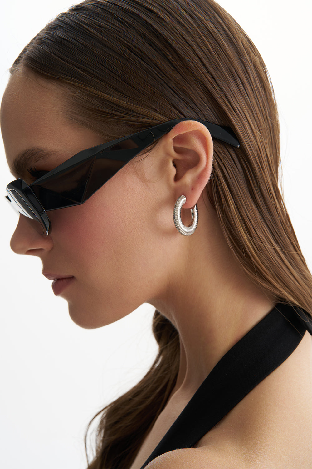 Iris Silver Hoop Earring