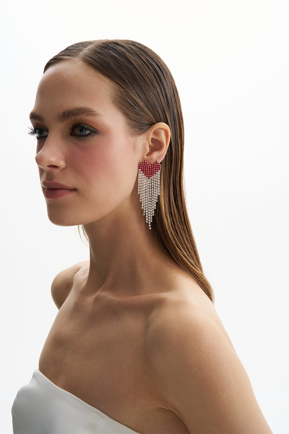 Mia Crystal Red Heart Dangle Earring